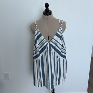 Universal Thread Womens XXL Womens Denim Halter Top Blue White Cotton NWT